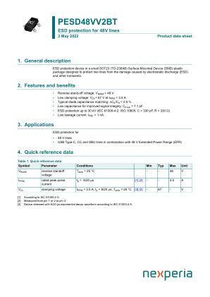 PESD48VV2BTR datasheet cover page