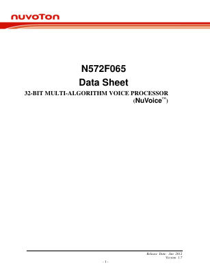 N572F065 数据手册首页