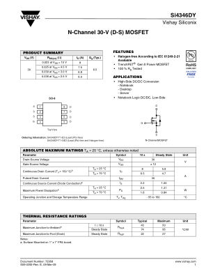 SI4346DY datasheet cover page