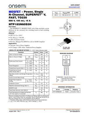 NTP185N60S5H datasheet cover page