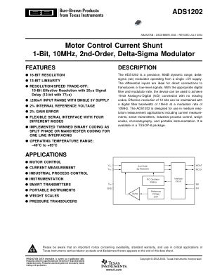 ADS1202 datasheet cover page