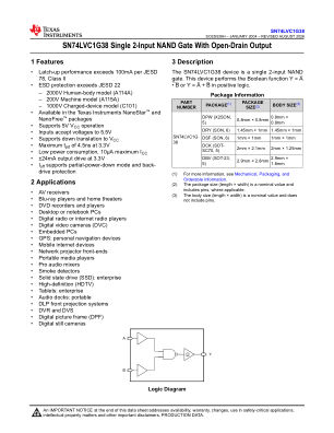SN74LVC1G38 datasheet cover page