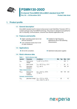 PSMN130-200D datasheet cover page