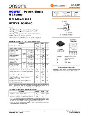 NTMYS1D3N04C 数据手册首页