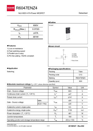 R6047ENZ4 数据手册首页