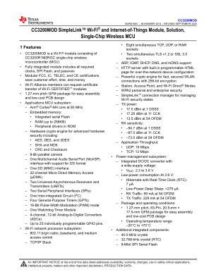 CC3200MOD datasheet cover page