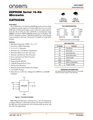 CAT93C86 datasheet cover page