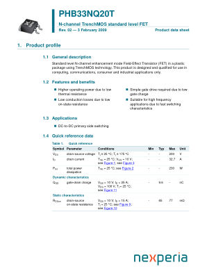PHB33NQ20T datasheet cover page