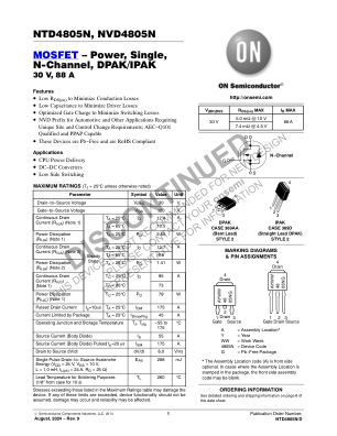 NTD4805N datasheet cover page