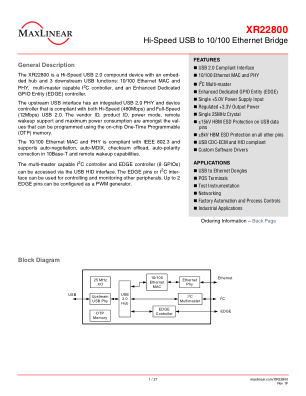 XR22800 datasheet cover page