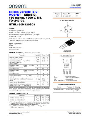 NTHL160N120SC1 datasheet cover page