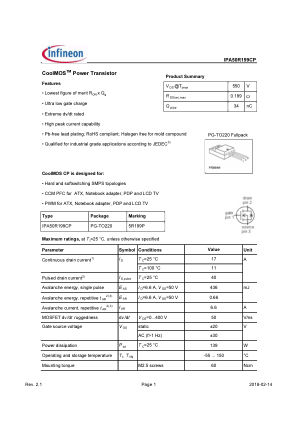 IPA50R199CP 数据手册首页