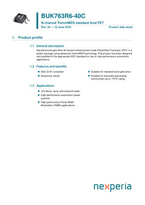 BUK763R6-40C datasheet cover page