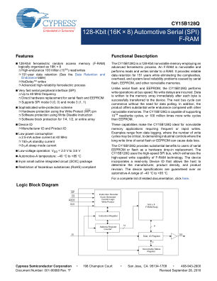 CY15B128Q datasheet cover page