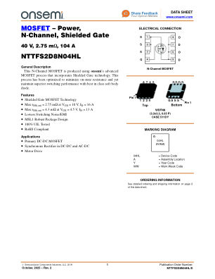 NTTFS2D8N04HL datasheet cover page