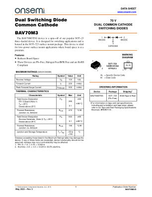 BAV70M3 datasheet cover page
