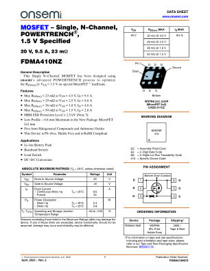 FDMA410NZ 数据手册首页