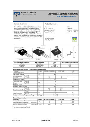 AOB266L datasheet cover page