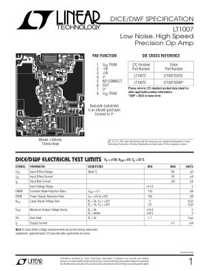 LT1007-DICE-SPECIFICATION datasheet cover page