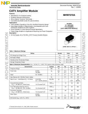 MHW7272A datasheet cover page