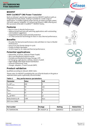 IPLT60R099CM8 datasheet cover page