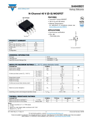 SI4840BDY 数据手册首页