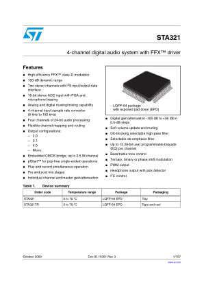 STA321 数据手册首页