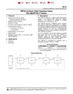 TMP104 datasheet cover page