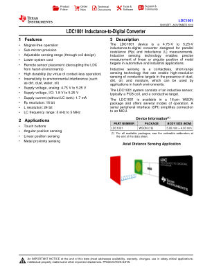 LDC1001 datasheet cover page