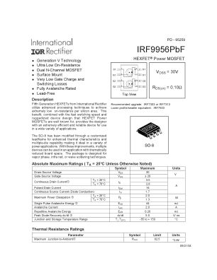IRF9956 数据手册首页