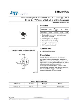STD25NF20 datasheet cover page