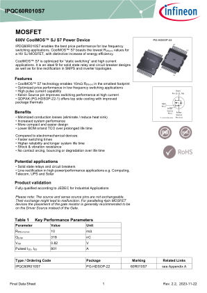 IPQC60R010S7 数据手册首页