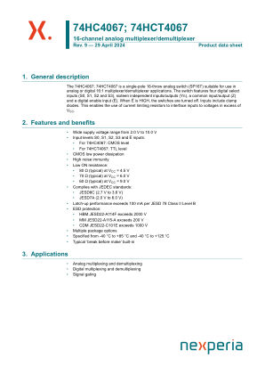 74HC4067PW datasheet cover page