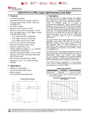 CDCLVP1216 datasheet cover page