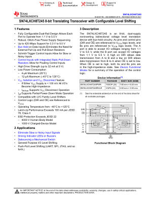 SN74LXCH8T245 datasheet cover page