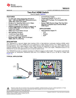 TMDS261B 数据手册首页