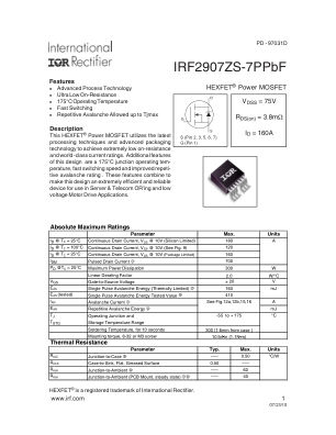 IRF2907ZS-7P datasheet cover page