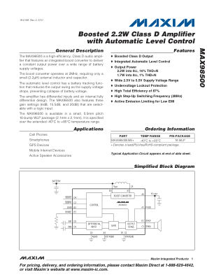 MAX98500 datasheet cover page
