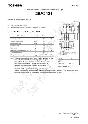 2SA2121 datasheet cover page
