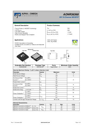 AONR36368 datasheet cover page