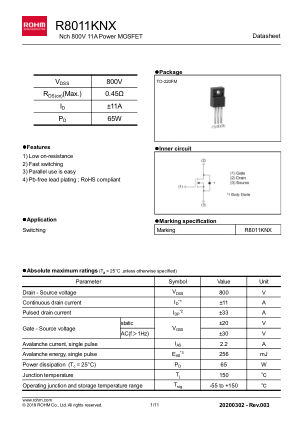R8011KNX datasheet cover page