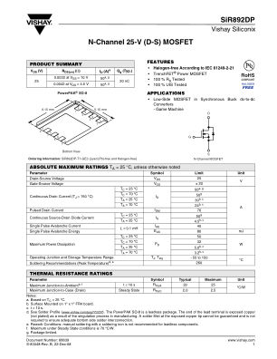 SIR892DP 数据手册首页