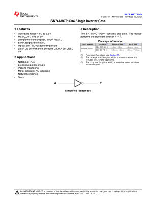 SN74AHCT1G04 datasheet cover page