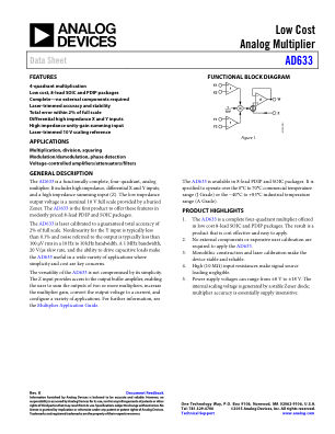 AD633 datasheet cover page