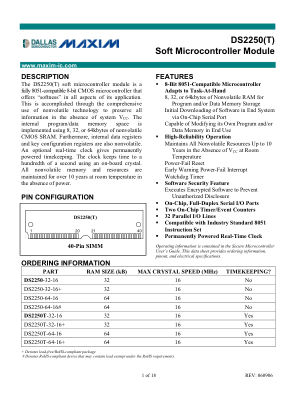 DS2250-DS2250T datasheet cover page