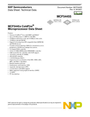MCF54455 数据手册首页