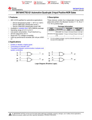 SN74AHCT02-Q1 数据手册首页