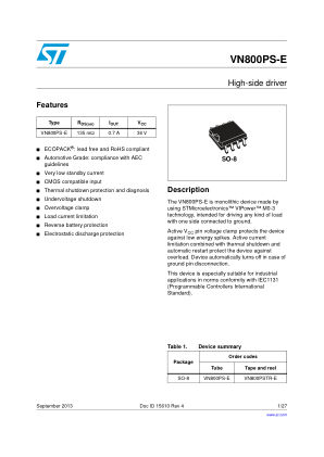 VN800PS-E datasheet cover page