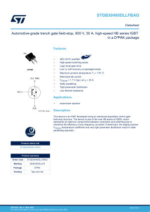 STGB30H60DLLFBAG datasheet cover page