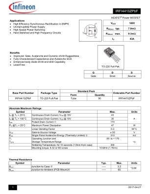 IRFI4410Z datasheet cover page